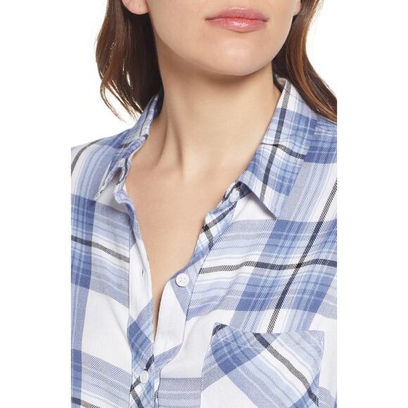 RAILS Hunter Plaid Button-up Shirt In White Robin Navy Small NWOT - Picture 4 of 14